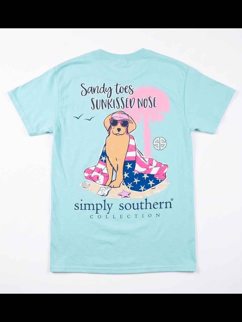 Simply Southern Sandy Toes Sunkissed Nose Short Sleeve Tee - Light Blue